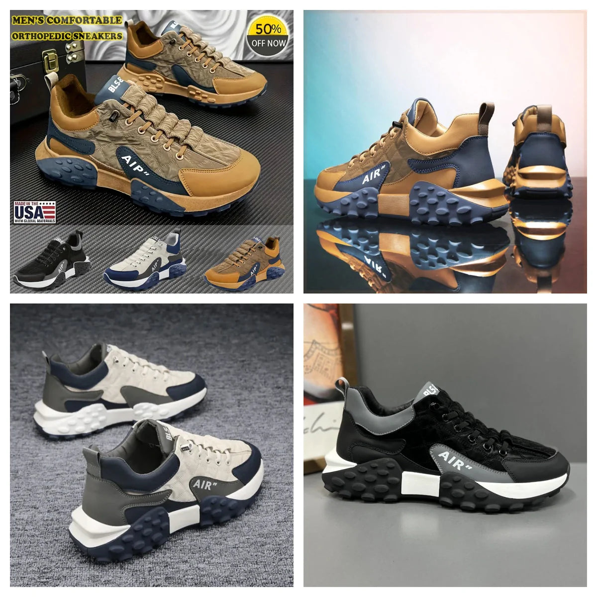 【🔥Novidades, metade do preço hoje por tempo limitado】Sapatos ortopédicos - design ergonómico, super absorção de choque, correção da marcha ✅Feito em pele de bovino