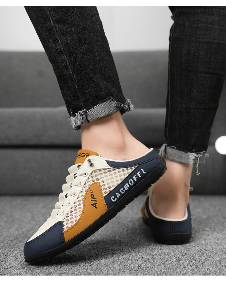 [⏰Desconto de 50% por tempo limitado - não perca] Sapatos ortopédicos com design ergonómico - design de chinelo semi-coberto, fácil de calçar e despir 👞
