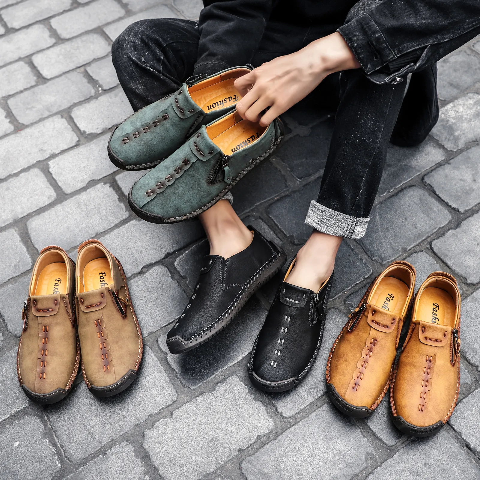 【🎉Promoção por tempo limitado - 50% de desconto, só hoje - não perca】 - Sapatos ortopédicos para homem, costurados à mão com pele de bezerro australiana 👞Caminhada confortável e alívio da dor✅