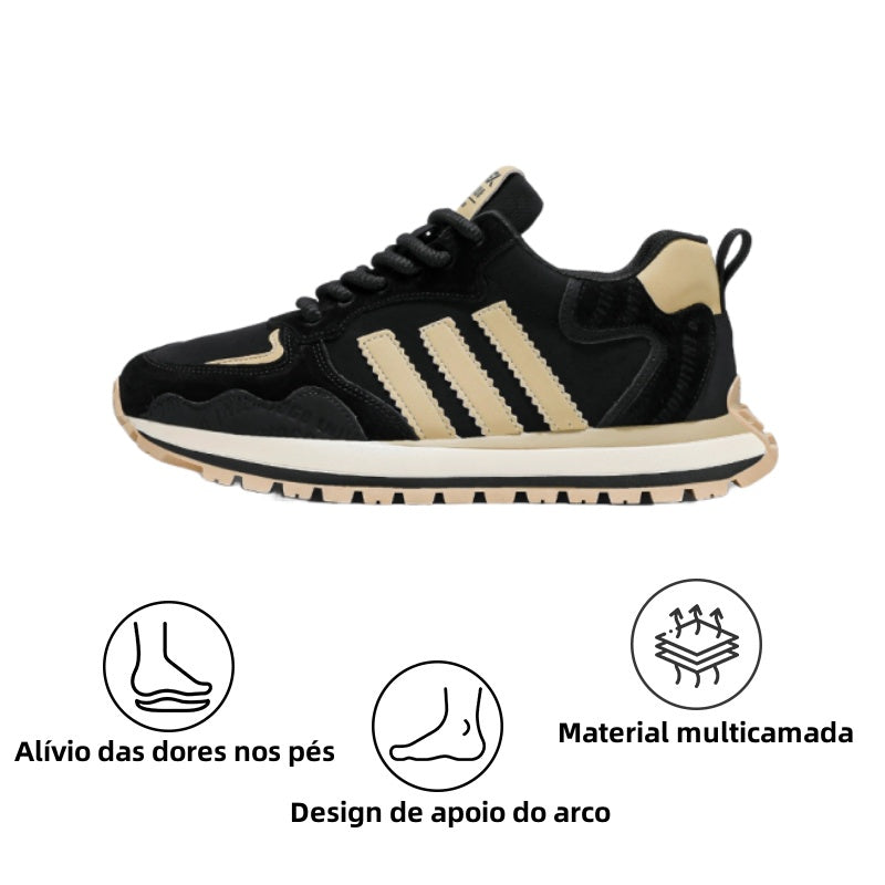 【⏰Último dia com 50% de desconto - Não perca!】🔥 Ténis confortáveis 👞 Design ergonómico com suporte de arco para caminhar sem dor ✅ Costurado à mão