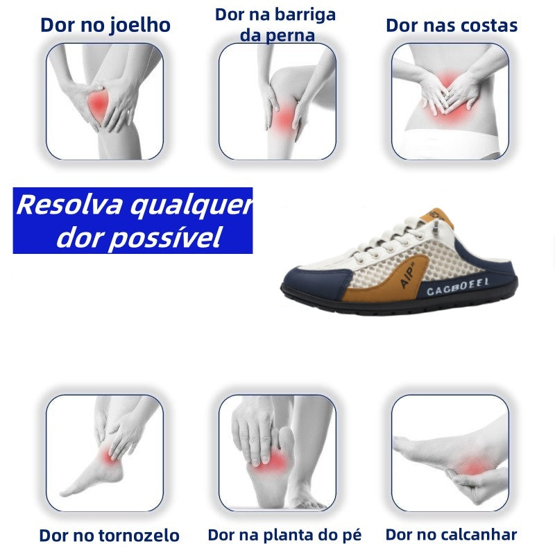 [⏰Desconto de 50% por tempo limitado - não perca] Sapatos ortopédicos com design ergonómico - design de chinelo semi-coberto, fácil de calçar e despir 👞