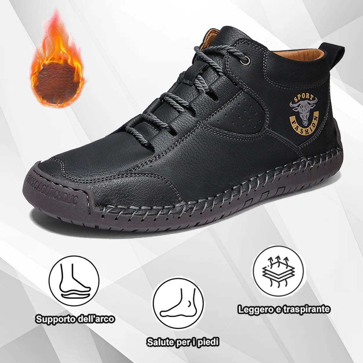 (🔥50% de desconto hoje - adquira já!) Sapatos ortopédicos premium e elegantes 👞 - Design ergonómico para alívio da dor