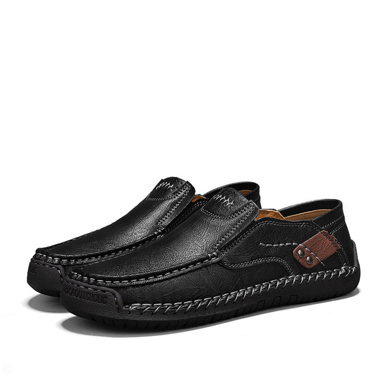 (👍Desenhado para pacientes com problemas nos pés)❤️Sapatos casuais em pele de bezerro para homem - confortáveis, antiderrapantes, ortopédicos, pés largos