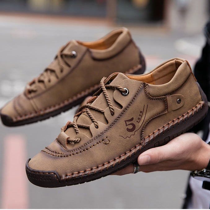 【⏰Último dia com 50% de desconto - não perca!】🔥 Sapatos ortopédicos confortáveis👞 Design ergonómico com suporte de arco para caminhar sem dor ✅ Costurado à mão com pele de bovino