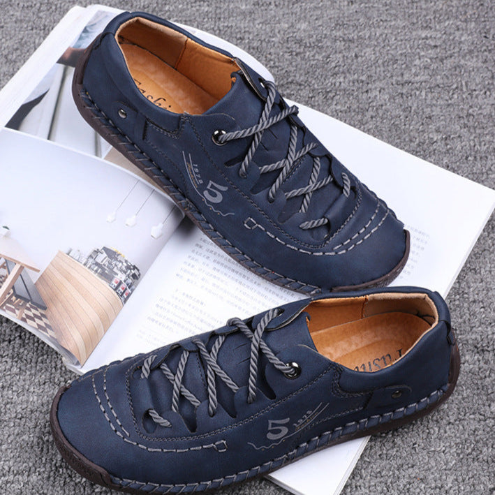 【⏰Último dia com 50% de desconto - não perca!】🔥 Sapatos ortopédicos confortáveis👞 Design ergonómico com suporte de arco para caminhar sem dor ✅ Costurado à mão com pele de bovino