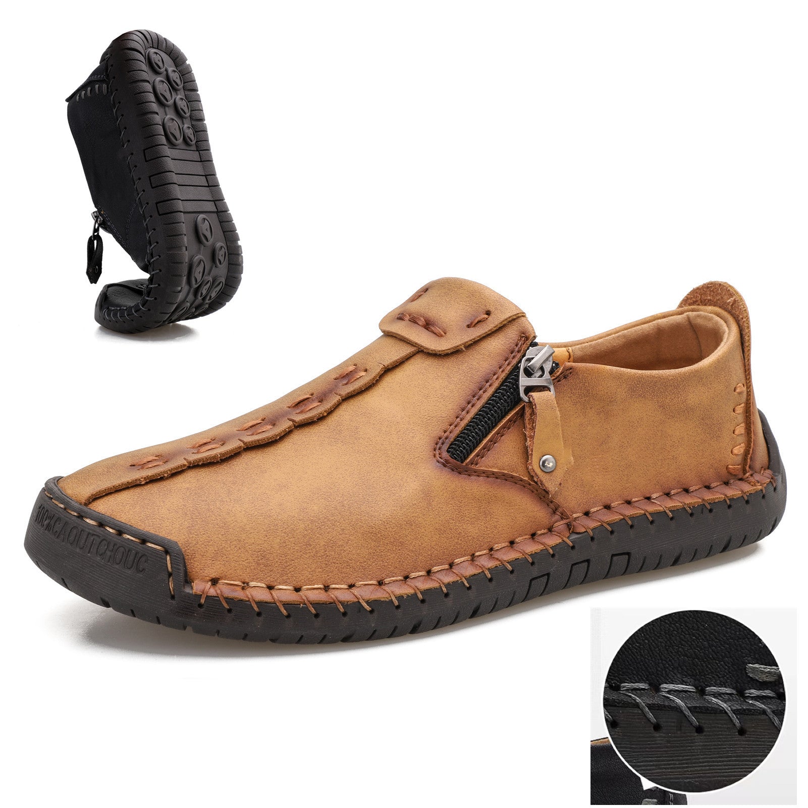 【🎉Promoção por tempo limitado - 50% de desconto, só hoje - não perca】 - Sapatos ortopédicos para homem, costurados à mão com pele de bezerro australiana 👞Caminhada confortável e alívio da dor✅