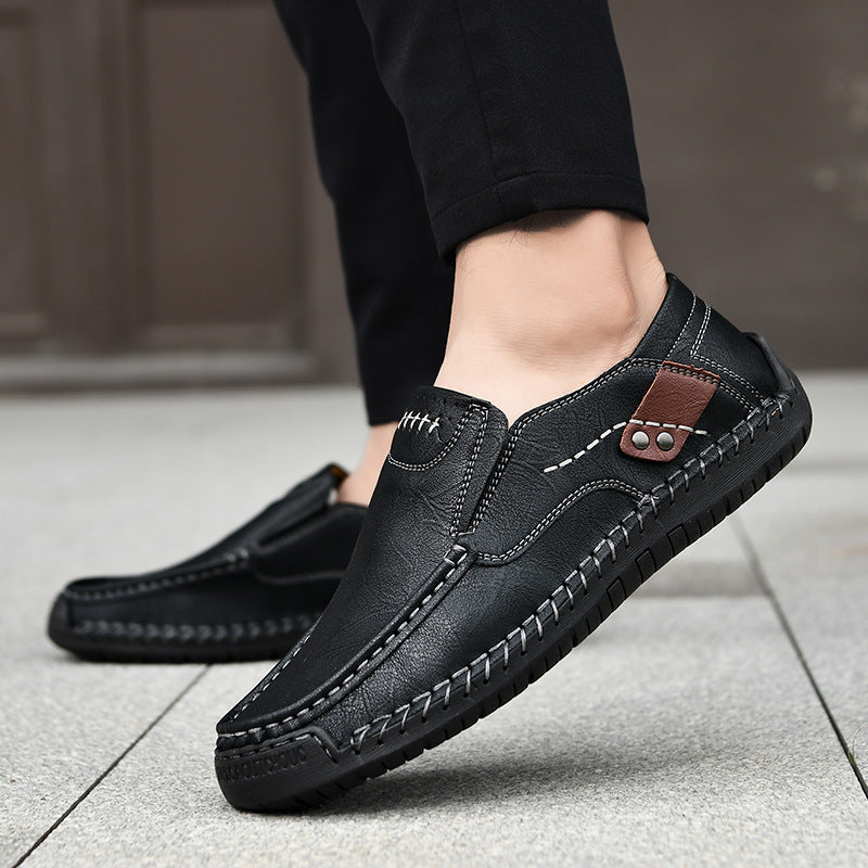 (👍Desenhado para pacientes com problemas nos pés)❤️Sapatos casuais em pele de bezerro para homem - confortáveis, antiderrapantes, ortopédicos, pés largos