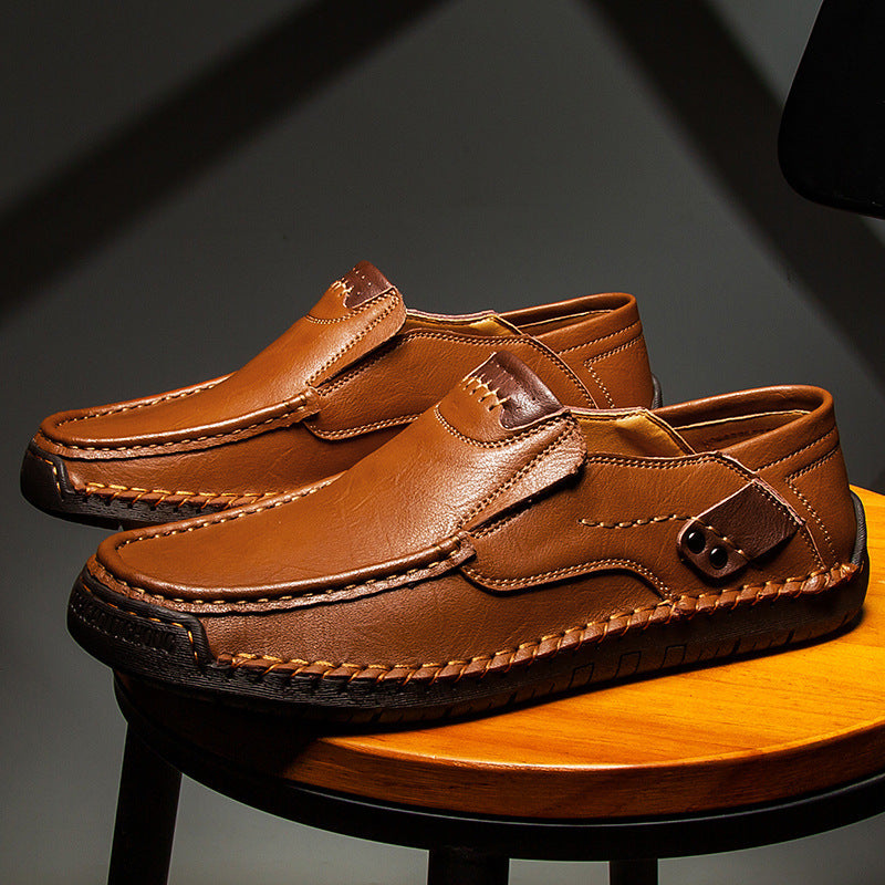 (👍Desenhado para pacientes com problemas nos pés)❤️Sapatos casuais em pele de bezerro para homem - confortáveis, antiderrapantes, ortopédicos, pés largos