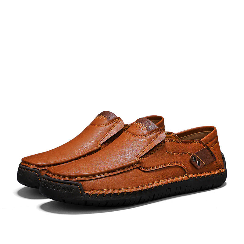 (👍Desenhado para pacientes com problemas nos pés)❤️Sapatos casuais em pele de bezerro para homem - confortáveis, antiderrapantes, ortopédicos, pés largos