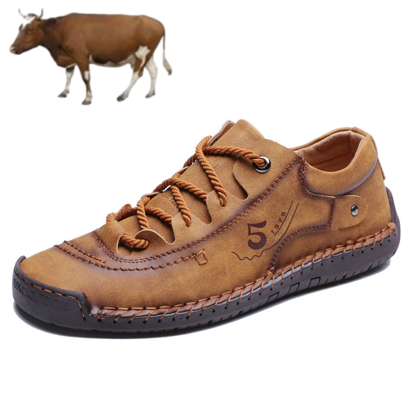 【⏰Último dia com 50% de desconto - não perca!】🔥 Sapatos ortopédicos confortáveis👞 Design ergonómico com suporte de arco para caminhar sem dor ✅ Costurado à mão com pele de bovino